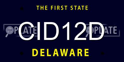 CID12D Delaware License Plate