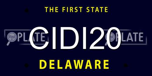 CIDI20 Delaware License Plate