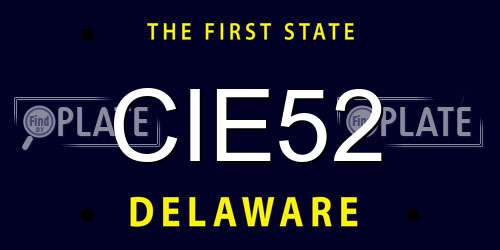 CIE52 Delaware License Plate
