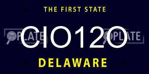 CIO12O Delaware License Plate