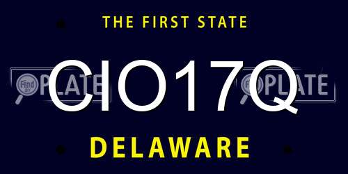 CIO17Q Delaware License Plate