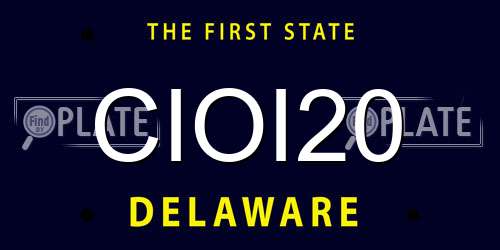 CIOI20 Delaware License Plate