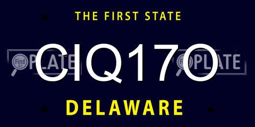 CIQ17O Delaware License Plate