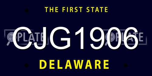 CJG1906 Delaware License Plate