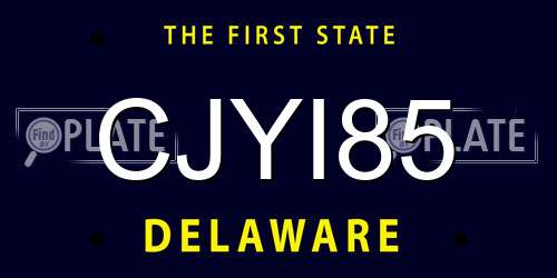 CJYI85 Delaware License Plate