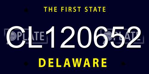 CL120652 Delaware License Plate