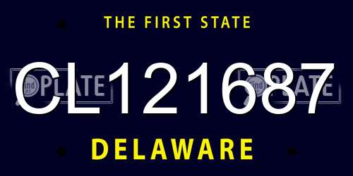 CL121687 Delaware License Plate