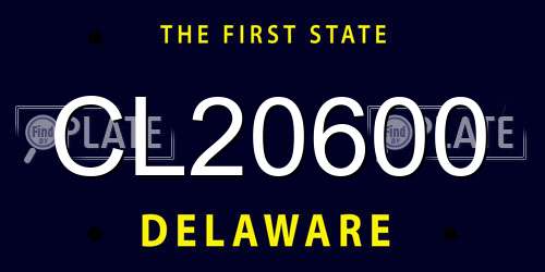 CL20600 Delaware License Plate