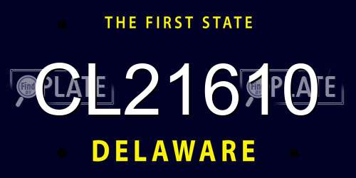CL21610 Delaware License Plate