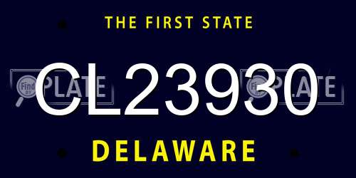 CL23930 Delaware License Plate