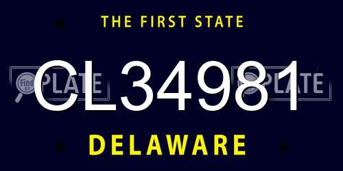 CL34981 Delaware License Plate