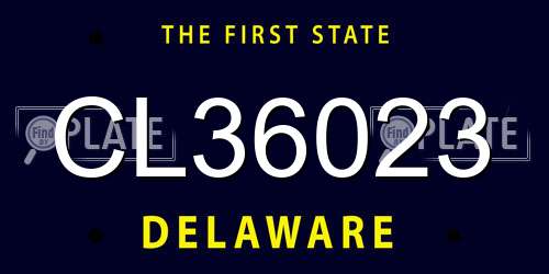 CL36023 Delaware License Plate