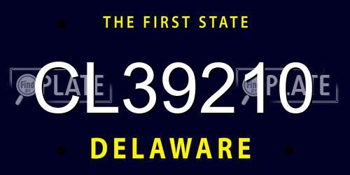 CL39210 Delaware License Plate