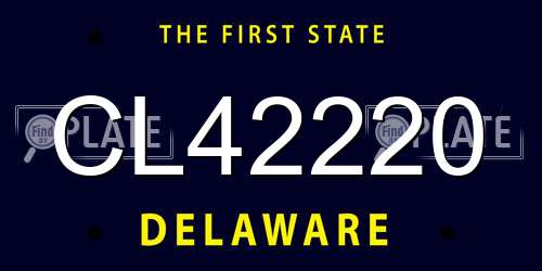 CL42220 Delaware License Plate