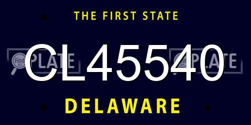 CL45540 Delaware License Plate