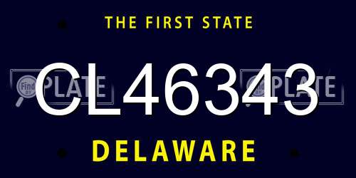 CL46343 Delaware License Plate
