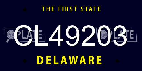 CL49203 Delaware License Plate