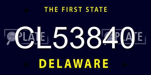CL53840 Delaware License Plate