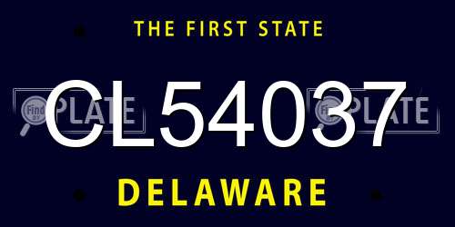 CL54037 Delaware License Plate