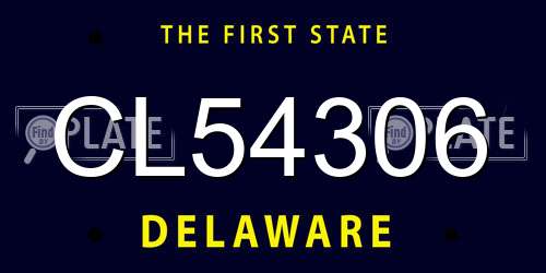 CL54306 Delaware License Plate