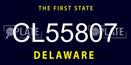 CL55807 Delaware License Plate