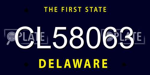 CL58063 Delaware License Plate