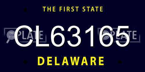 CL63165 Delaware License Plate
