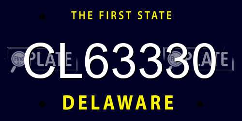 CL63330 Delaware License Plate