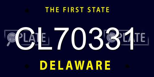 CL70331 Delaware License Plate