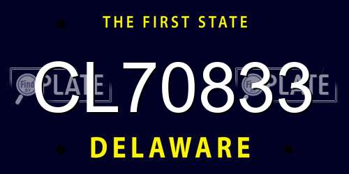CL70833 Delaware License Plate