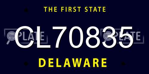CL70835 Delaware License Plate