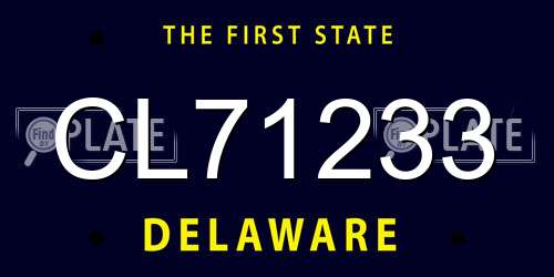 CL71233 Delaware License Plate
