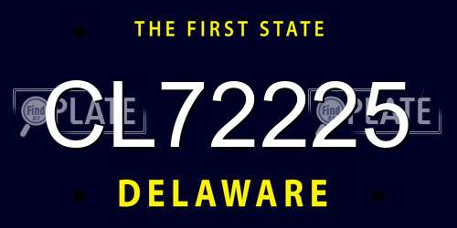 CL72225 Delaware License Plate