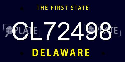 CL72498 Delaware License Plate