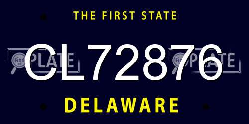 CL72876 Delaware License Plate
