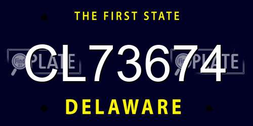 CL73674 Delaware License Plate