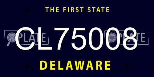 CL75008 Delaware License Plate