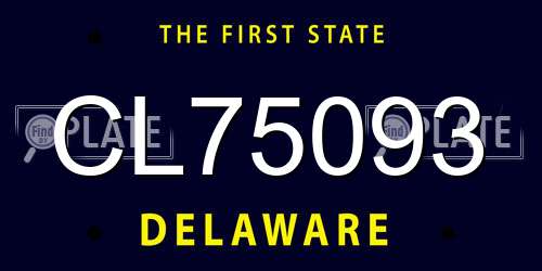 CL75093 Delaware License Plate