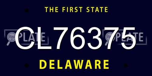 CL76375 Delaware License Plate