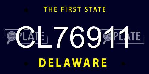 CL76911 Delaware License Plate
