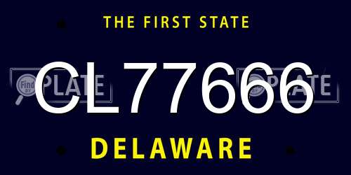 CL77666 Delaware License Plate