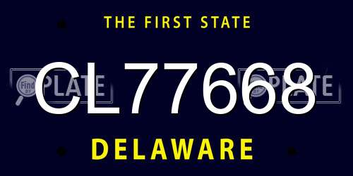 CL77668 Delaware License Plate