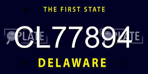 CL77894 Delaware License Plate