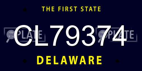 CL79374 Delaware License Plate