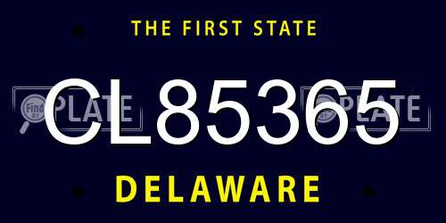 CL85365 Delaware License Plate