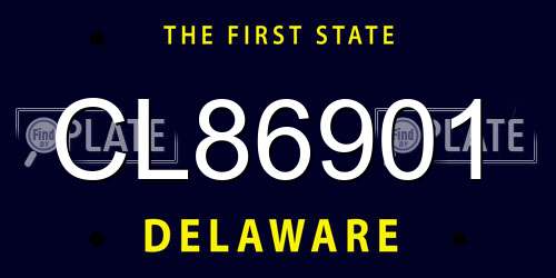 CL86901 Delaware License Plate