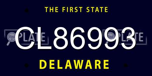 CL86993 Delaware License Plate