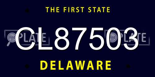 CL87503 Delaware License Plate