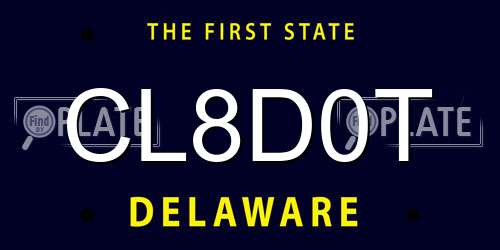 CL8D0T Delaware License Plate