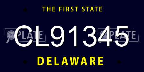 CL91345 Delaware License Plate